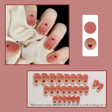 Load image into Gallery viewer, 24 Pcs Red Gradient Heart Press-On Nails Short Squoval Fake Nails for Women