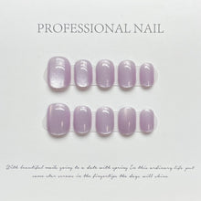 Load image into Gallery viewer, 10 Pcs Short Round Spring Macaron Cat Eye Press On Nails 9 Colors Options