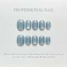 Load image into Gallery viewer, 10 Pcs Short Round Spring Macaron Cat Eye Press On Nails 9 Colors Options