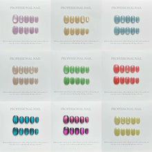 Load image into Gallery viewer, 10 Pcs Short Round Spring Macaron Cat Eye Press On Nails 9 Colors Options