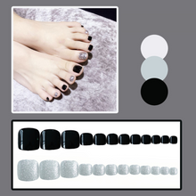Load image into Gallery viewer, 24 Pcs Black Glitter Press On Nails for Toes
