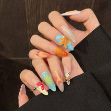 Load image into Gallery viewer, Long Almond 3D Starfish Island Vacation Press On Nails
